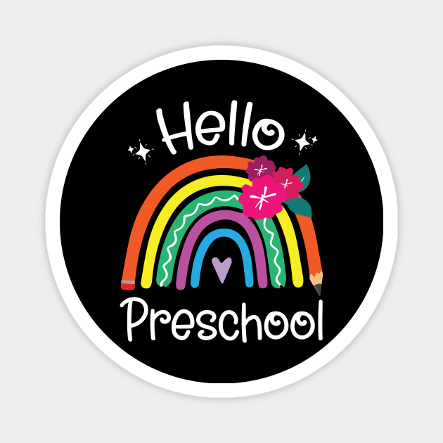 Hearts Pencil Rainbow Student Back School Hello Preschool Magnet by Cowan79